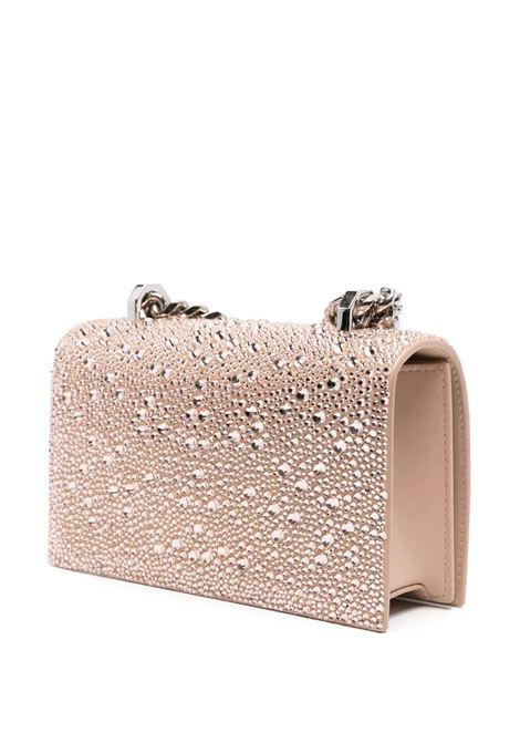 Borsa Mini Jewelled Satchel Con Cristalli in Rosa/Argento ALEXANDER MCQUEEN | 653134-1BLDV5000
